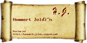 Hemmert Jolán névjegykártya